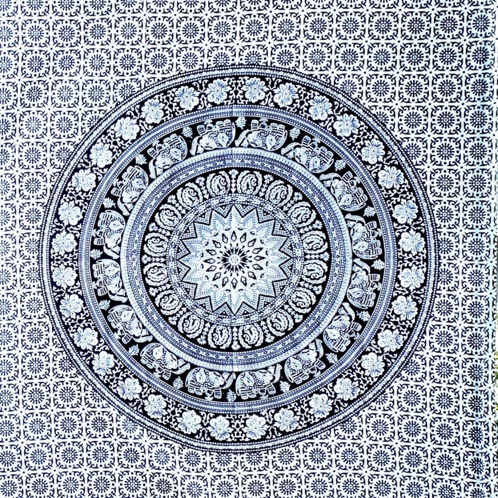 1 LEFT! Elephant Mandala Twin Tapestry - Picture 2 of 11